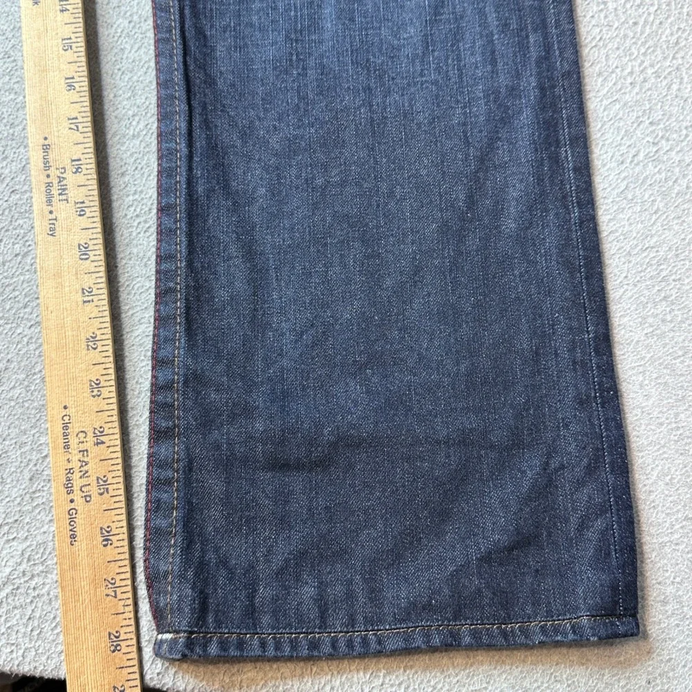 Vintage True Religion Jeans Mens 38 Blue Straight Distressed Bandana Patch USA